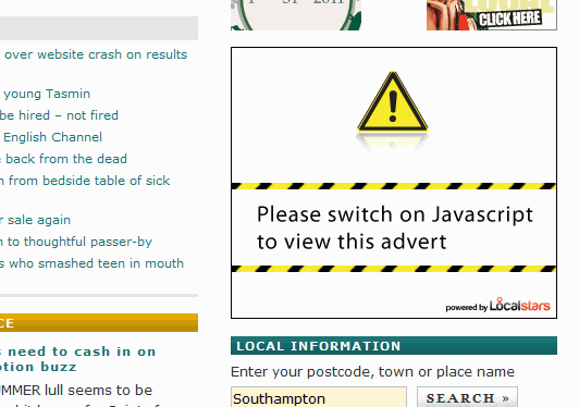 Please turn on Javascript to see this advert
